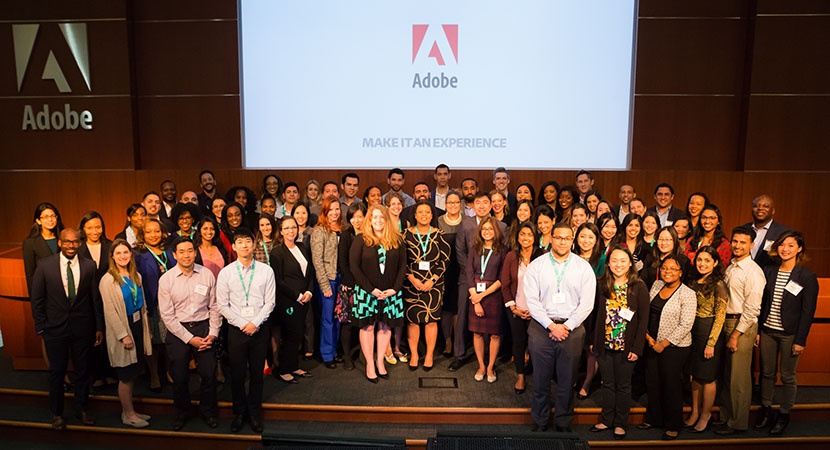 Half of the 2017 Pathfinder class, at Adobe Systems Incorporated in San Jose, CA. (Photo by Jeremy Francis)