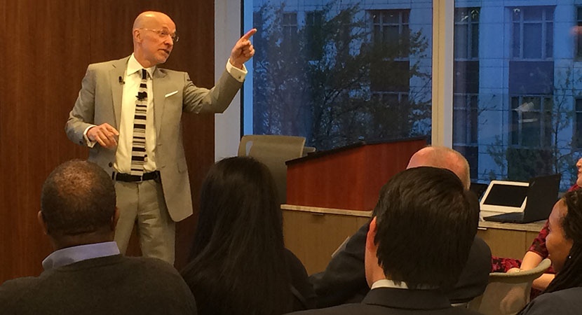 Chris De Santis (left) speaks to Washington, D.C.-area LCLD Mentees and Mentors. (Photo by Jessica Smith)