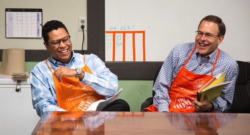 LCLD Fellows and Home Depot attorneys Lionel Legagneur (left) and Joel Rogers helped lead Fellows on a Home Depot store walk-through.