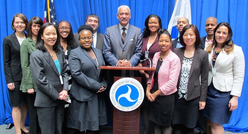 Chief Counsel Vanessa Allen Sutherland (above, in pink sweater) hosted the LCLD Fellows for a day-long Learning Experience at the U.S. Department of Transportation. (Photos by Don Belt.)