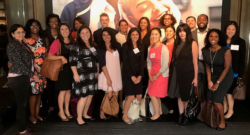 LCLD Fellows and Pathfinders at Abercrombie & Fitch's flagship store in New York City, along with Fellows Program Manager Nichole Velasquez (fourth from left). Photo courtesy of Abercrombie & Fitch.