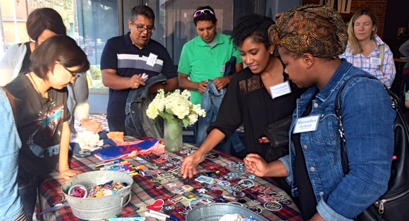 At the Abercrombie & Fitch Learning Experience, Fellows enjoyed a tour of the company's Ohio headquarters, including mock stores and a denim embroidery workshop, above. (Photo by Erin Hess)